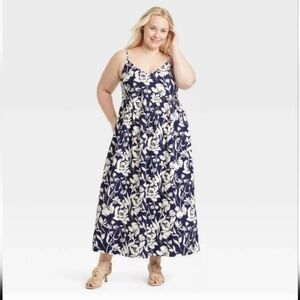 NWT Womens Navy and White Floral Dress - Plus Size XXL - A New Day From Target